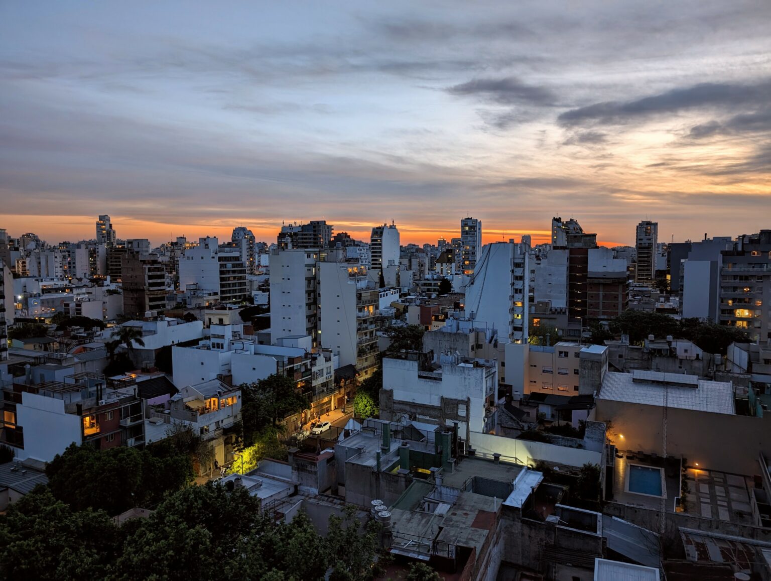 Buenos Aires skyline at dusk