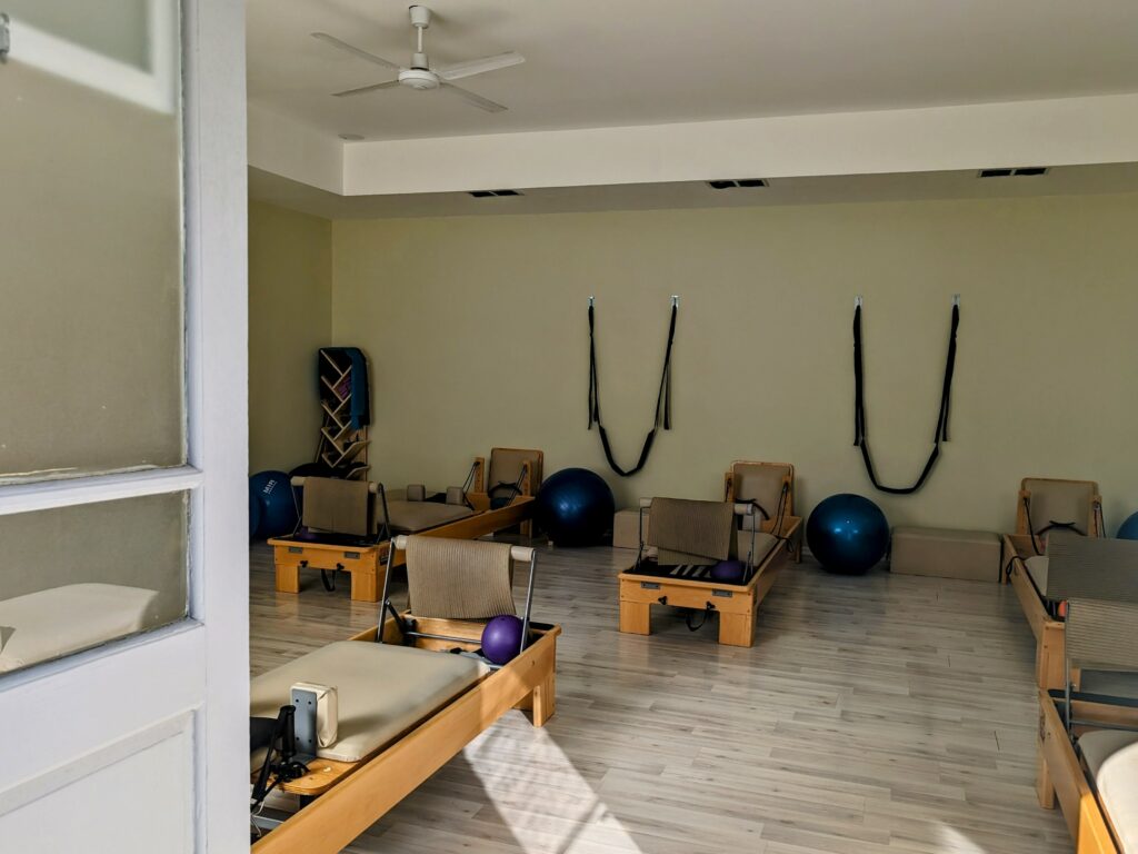 A pilates studio getting flooding with sunlight