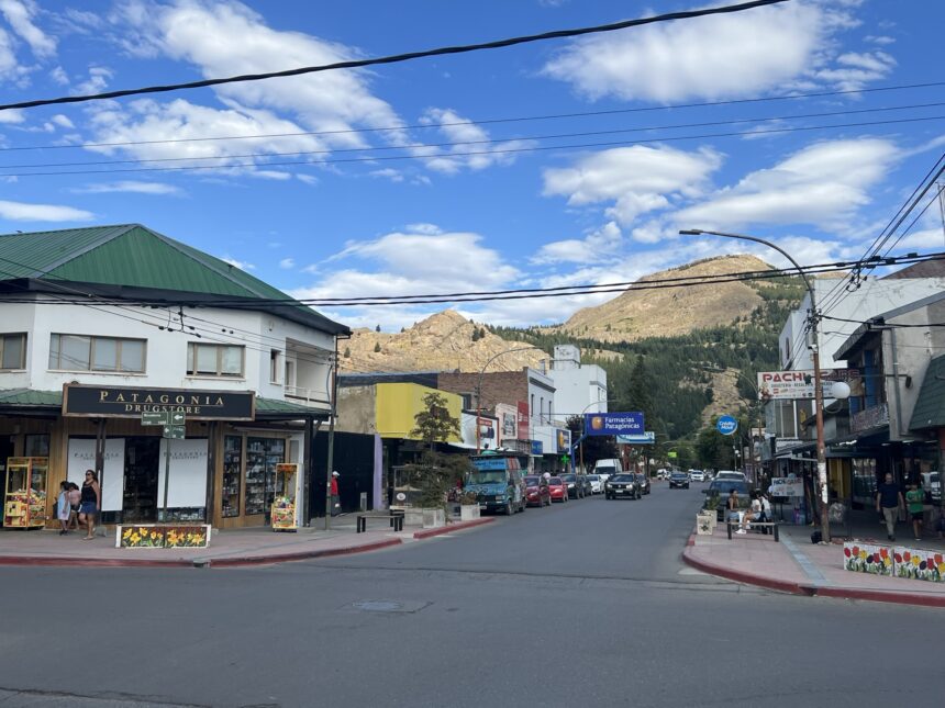 A town at the foothills of mountains