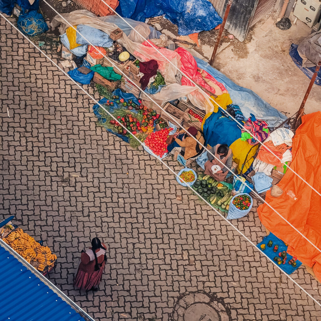 Neighborhood views of a market in La Paz, Bolivia