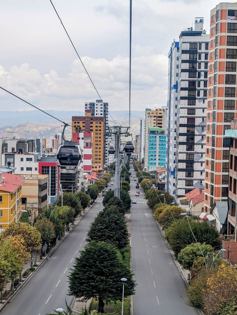 The teleferico through the city of La Paz, Bolivia