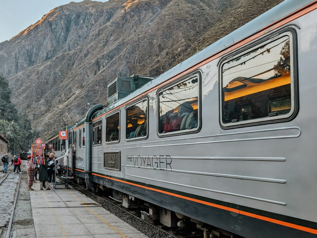 The train that takes you from Ollantaytambo to Machu Picchu to start the Short Inca Trail