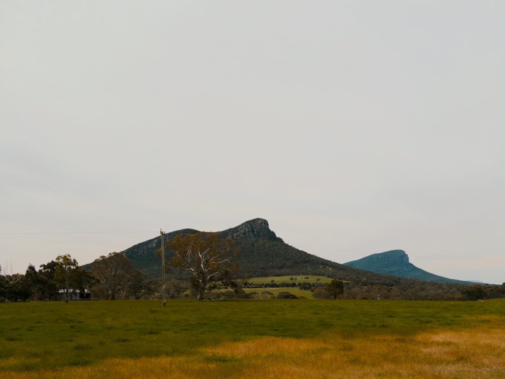 The initial view of the Grampians mountains when coming from the Great Ocean Road