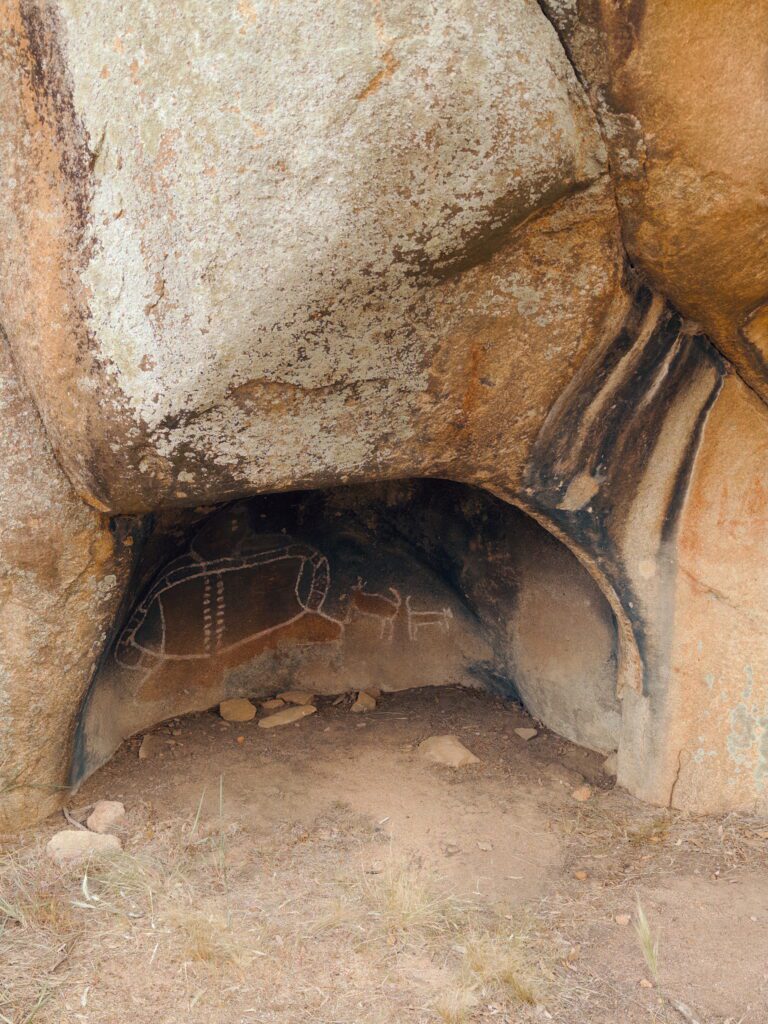 Rock art within a small cave shelter in Grampians